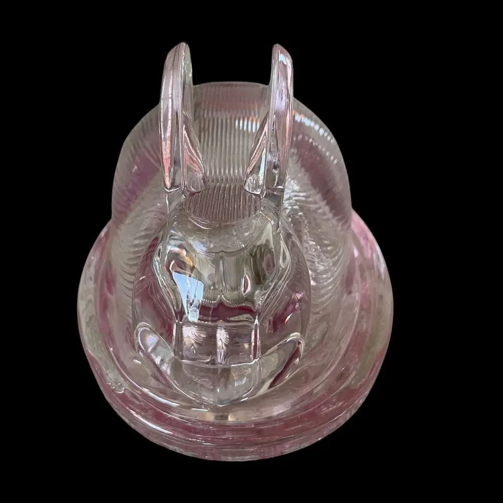 Bunny Boulevard Pink Glass Bunny Candy Jar Posh Easter Spring Decor NEW